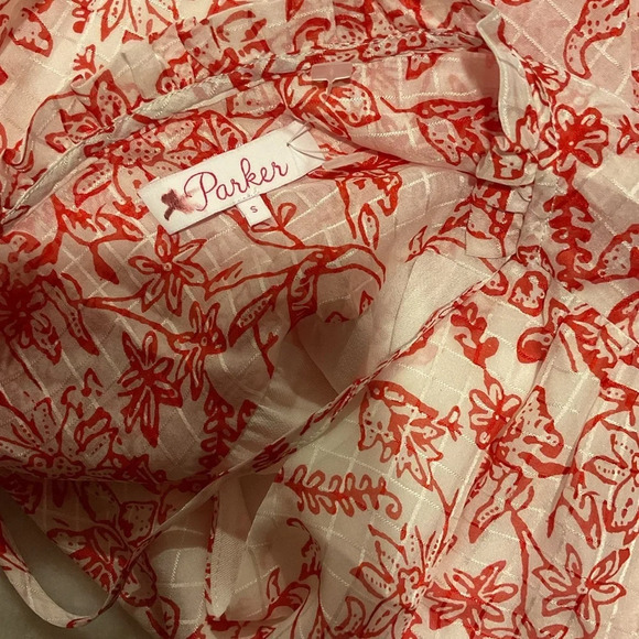 Parker Anthropologie Dainty Feminine Floral Flutter Sleeve Silk Blouse C8 - Picture 3 of 3